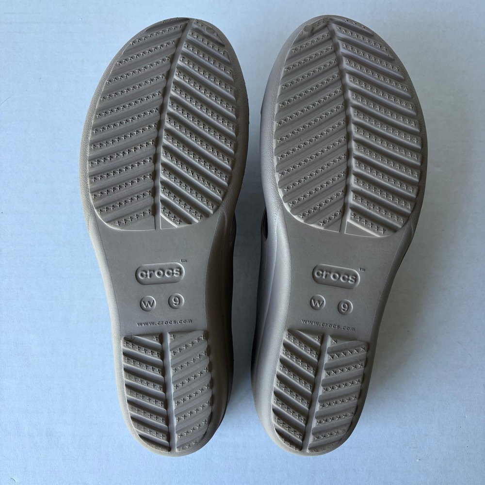 Crocs Sandal Taupe Tan Wedge Slide Womens 9 - Picture 7 of 12